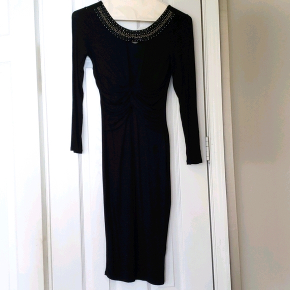 Black dress with beaded neckline - Picture 1 of 1